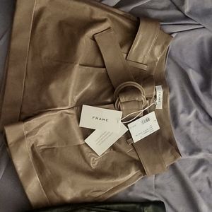 Frame lamb leather shorts, 24" waist, camel color